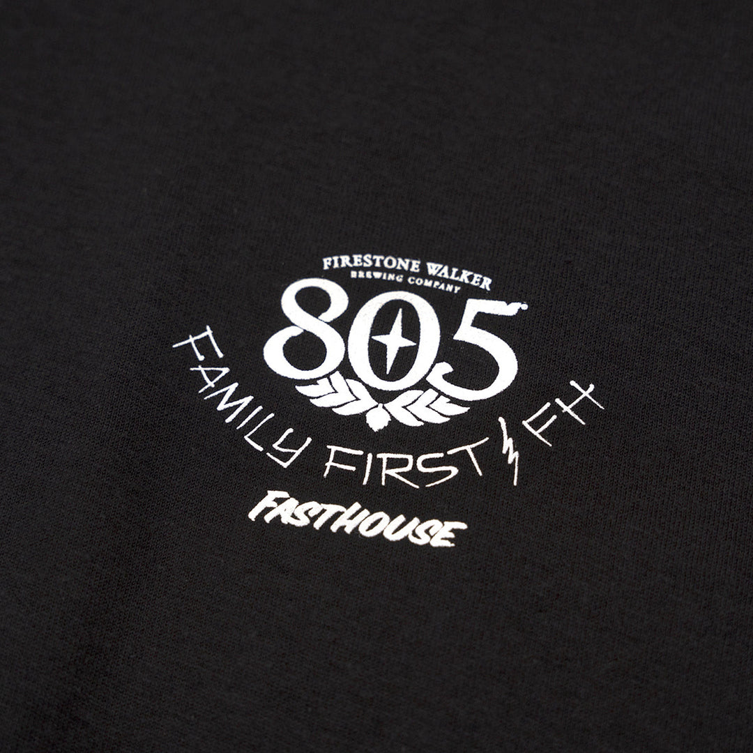 Fasthouse 805 Family First Tee Black - Close-Up of Graphic on Front