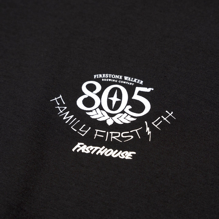 Fasthouse 805 Family First Tee Black - Close-Up of Graphic on Front