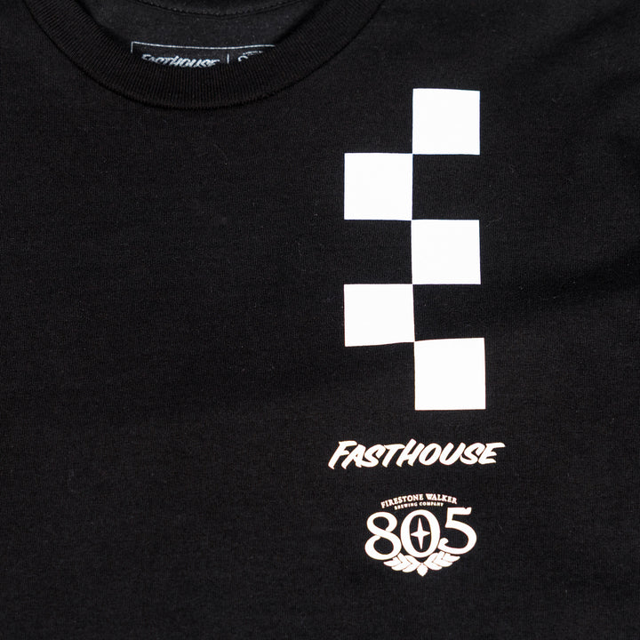 Fasthouse 805 Foundation Midweight SS Tee Black - Close-Up of Graphic on Front