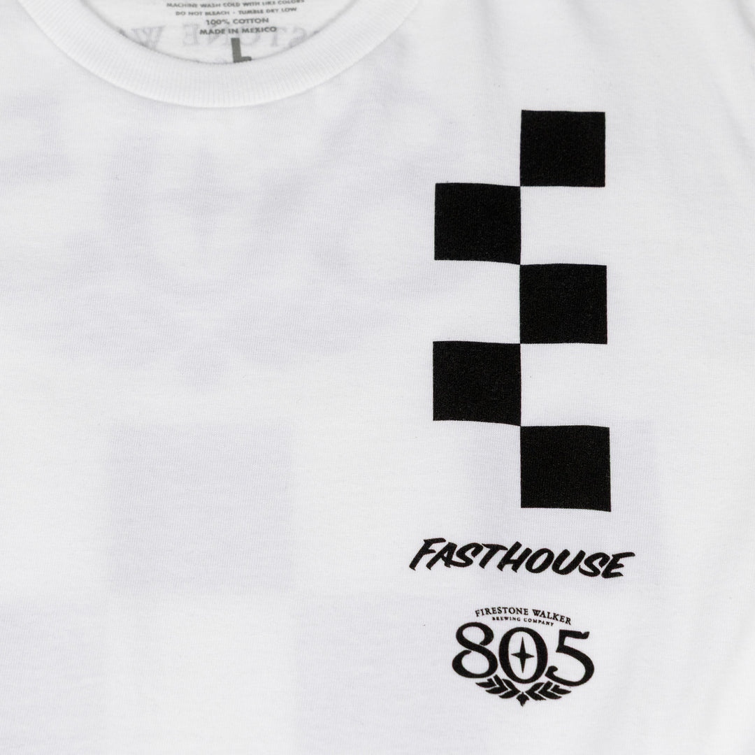 Fasthouse 805 Foundation Midweight SS Tee White - Close-Up of Graphic on Front