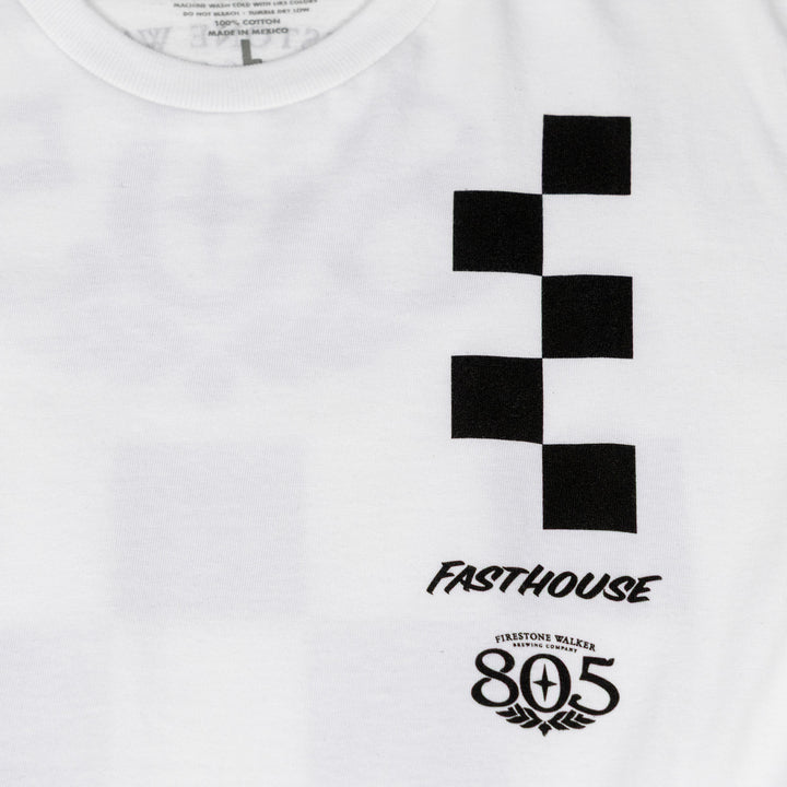 Fasthouse 805 Foundation Midweight SS Tee White - Close-Up of Graphic on Front