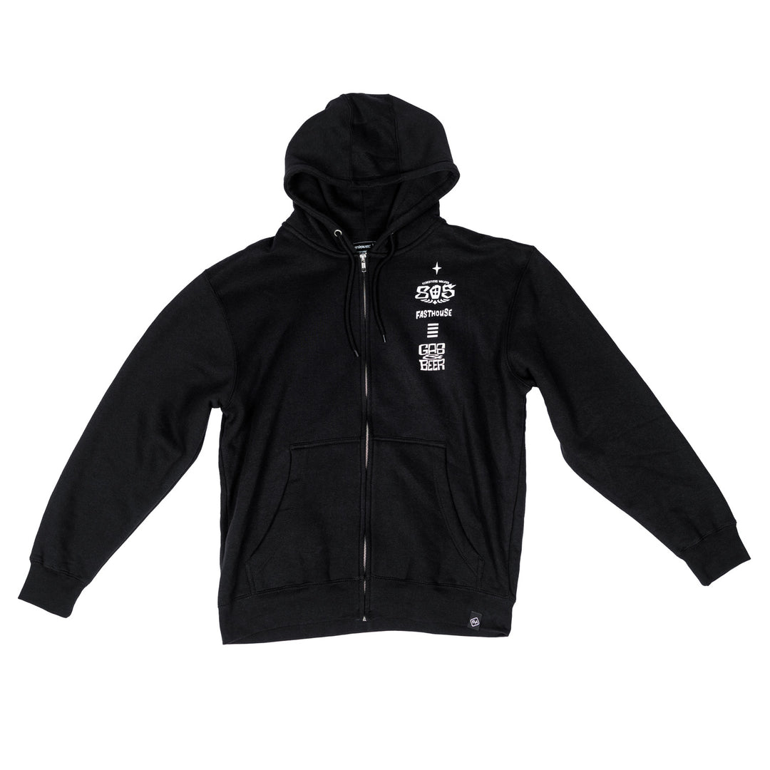 Fasthouse 805 Fuel Hooded Zip-Up Black - Front View