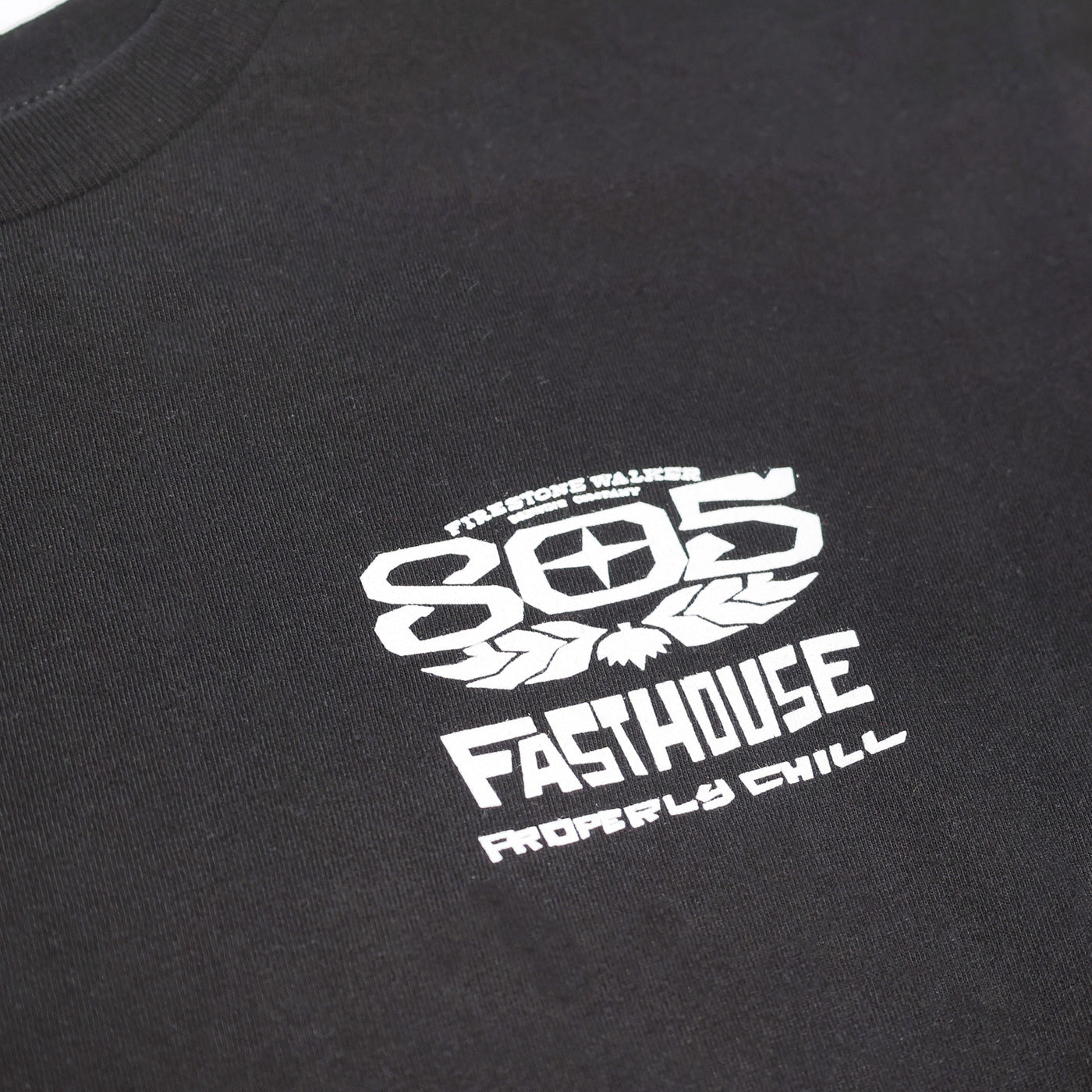 Fasthouse 805 Gravel SS Tee Black - Close-Up of Graphic on Front