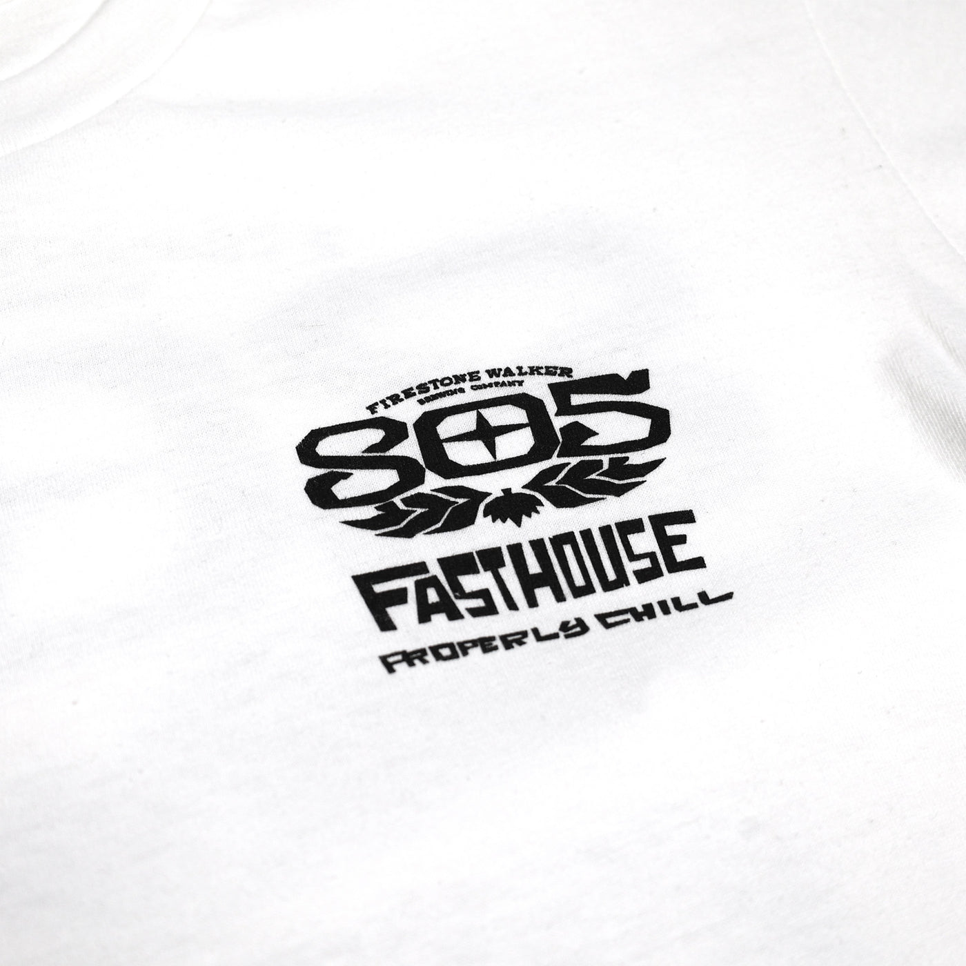 Fasthouse 805 Gravel SS Tee White - Close-Up of Graphic on Front