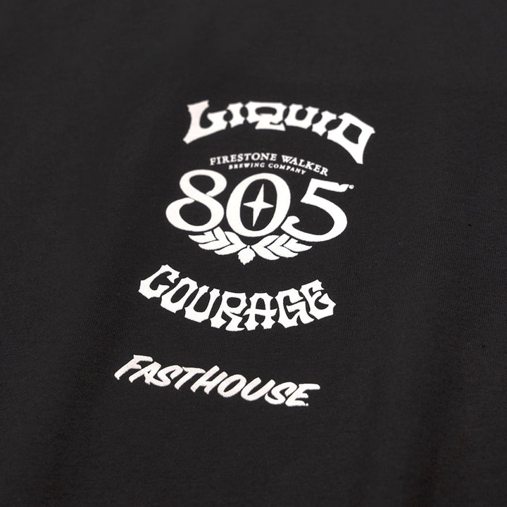 Fasthouse 805 Liquid Courage Tee Black - Close-Up of Graphic on Front