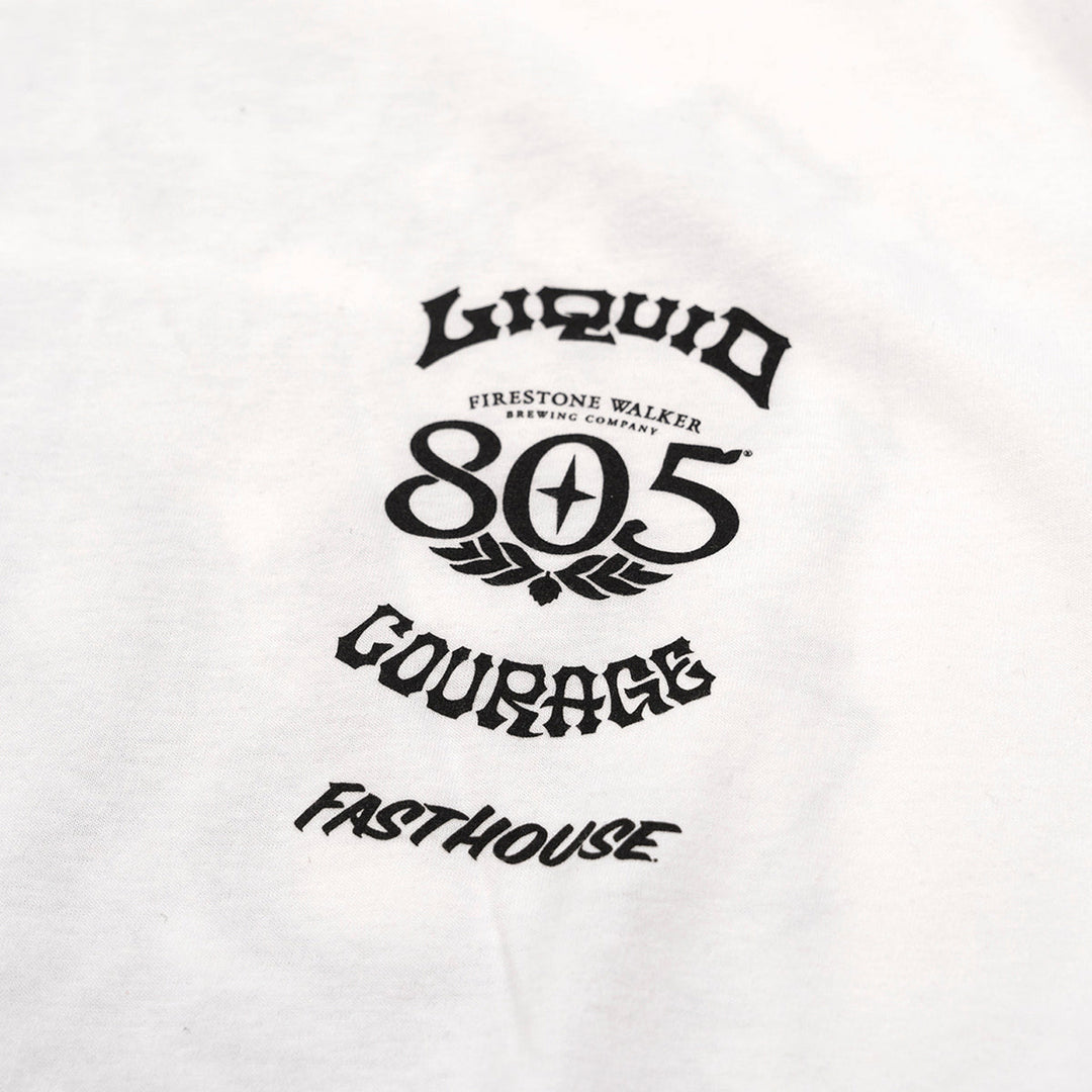 Fasthouse 805 Liquid Courage Tee White - Close-Up of Graphic on Front