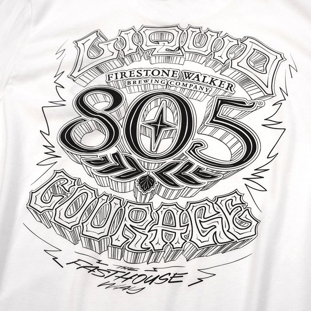 Fasthouse 805 Liquid Courage Tee White - Close-Up of Graphic on Back