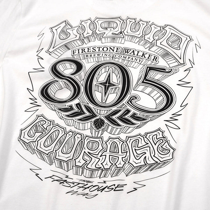 Fasthouse 805 Liquid Courage Tee White - Close-Up of Graphic on Back