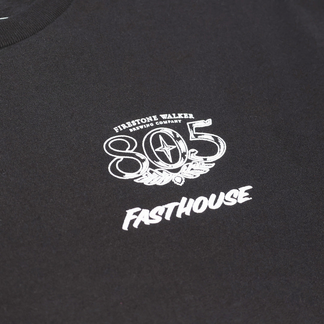 Fasthouse 805 Luster SS Tee Black - Close-Up of Graphic on Front