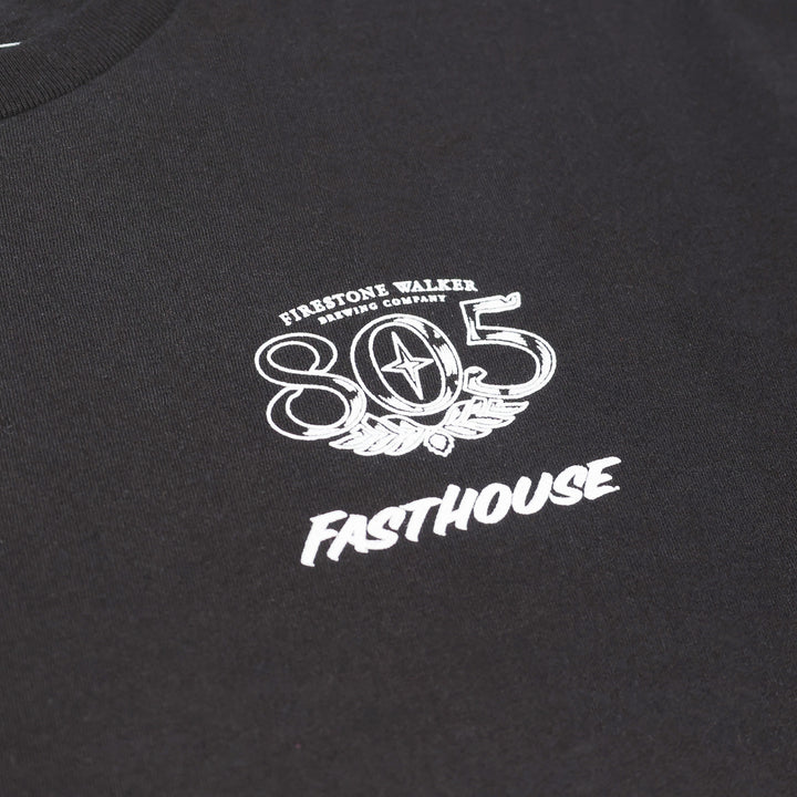 Fasthouse 805 Luster SS Tee Black - Close-Up of Graphic on Front