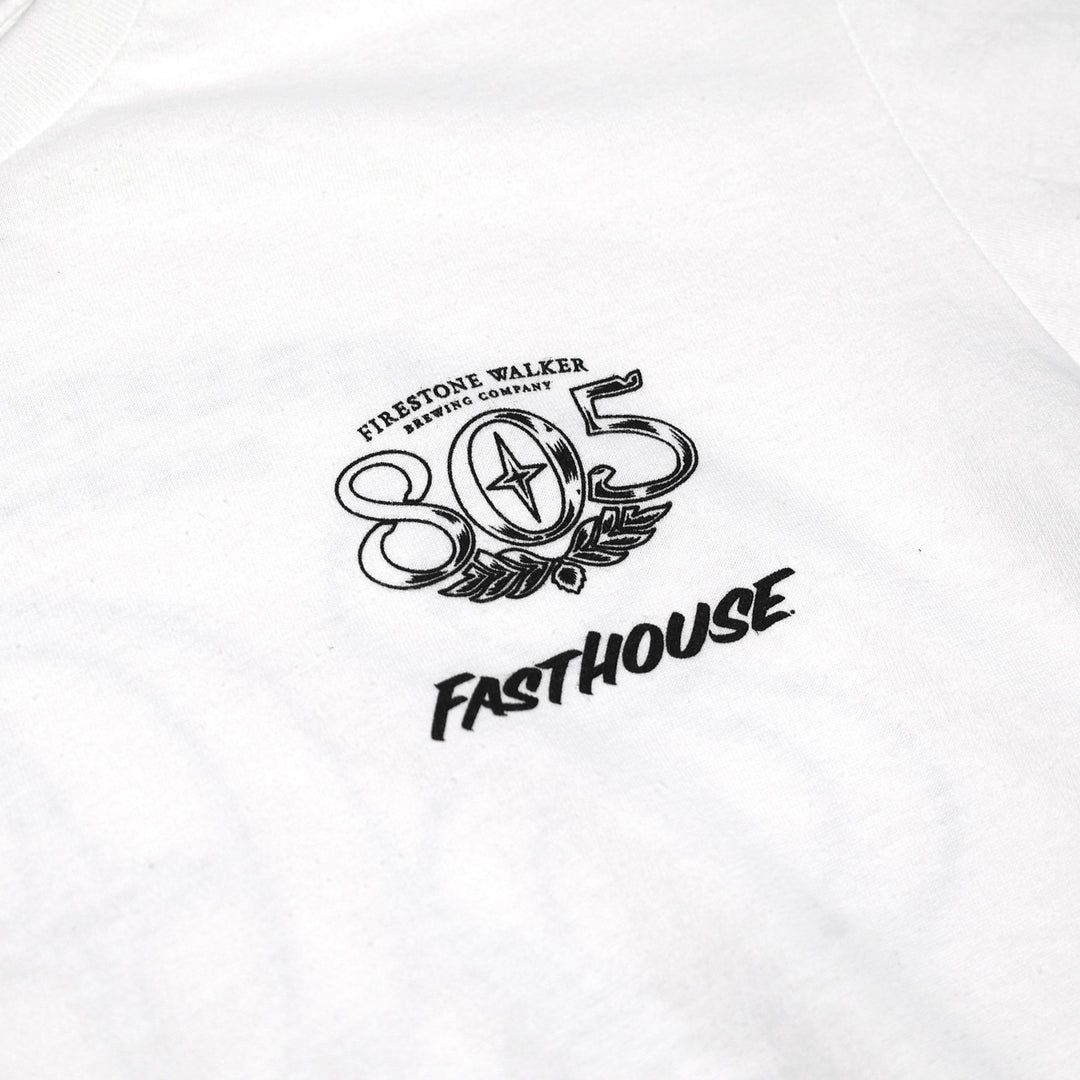Fasthouse 805 Luster SS Tee White - Close-Up of Graphic on Front