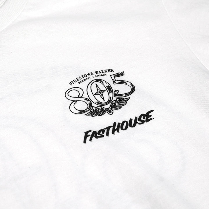 Fasthouse 805 Luster SS Tee White - Close-Up of Graphic on Front