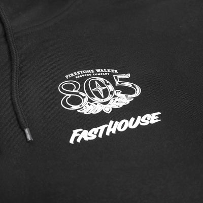 Fasthouse 805 Luster Hooded Pullover Black - Close-Up of Graphic on Front