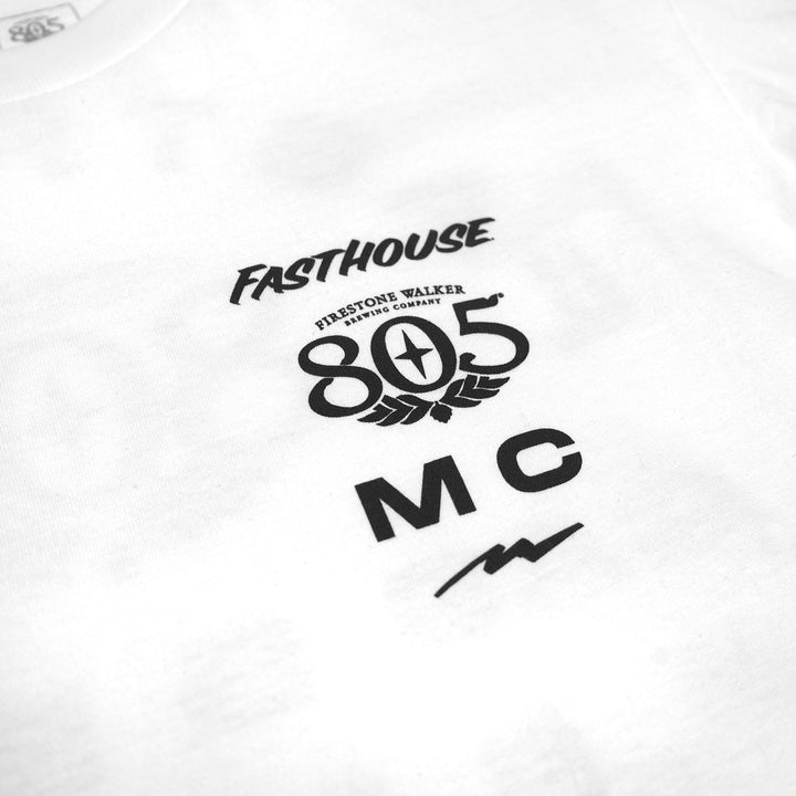 Fasthouse 805 Parallel SS Tee White - Close-Up of Graphic on Front