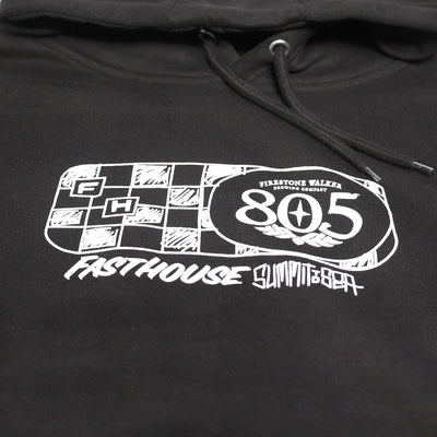 Fasthouse 805 Purpose Hooded Pullover Black - Close-Up of Graphic on Front