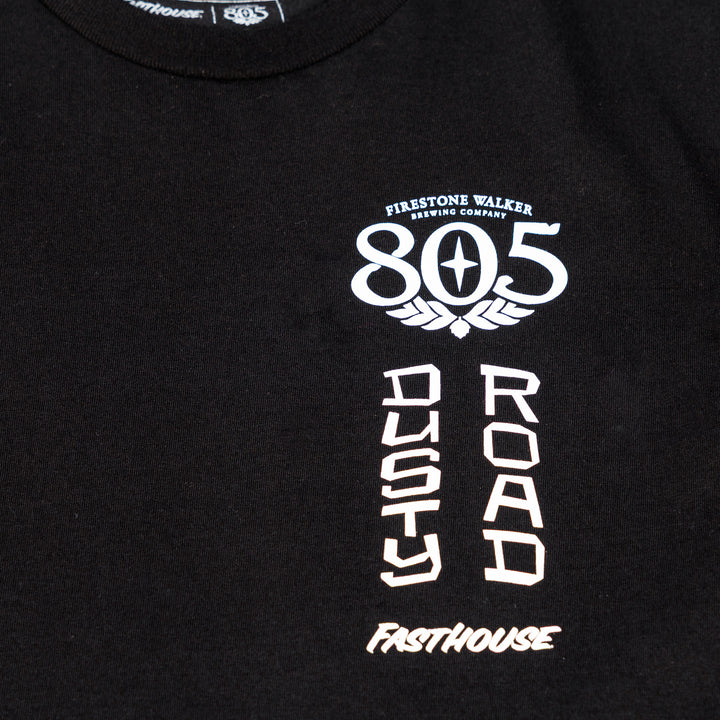 Fasthouse 805 Roam Midweight SS Tee Black - Close-Up of Graphic on Front