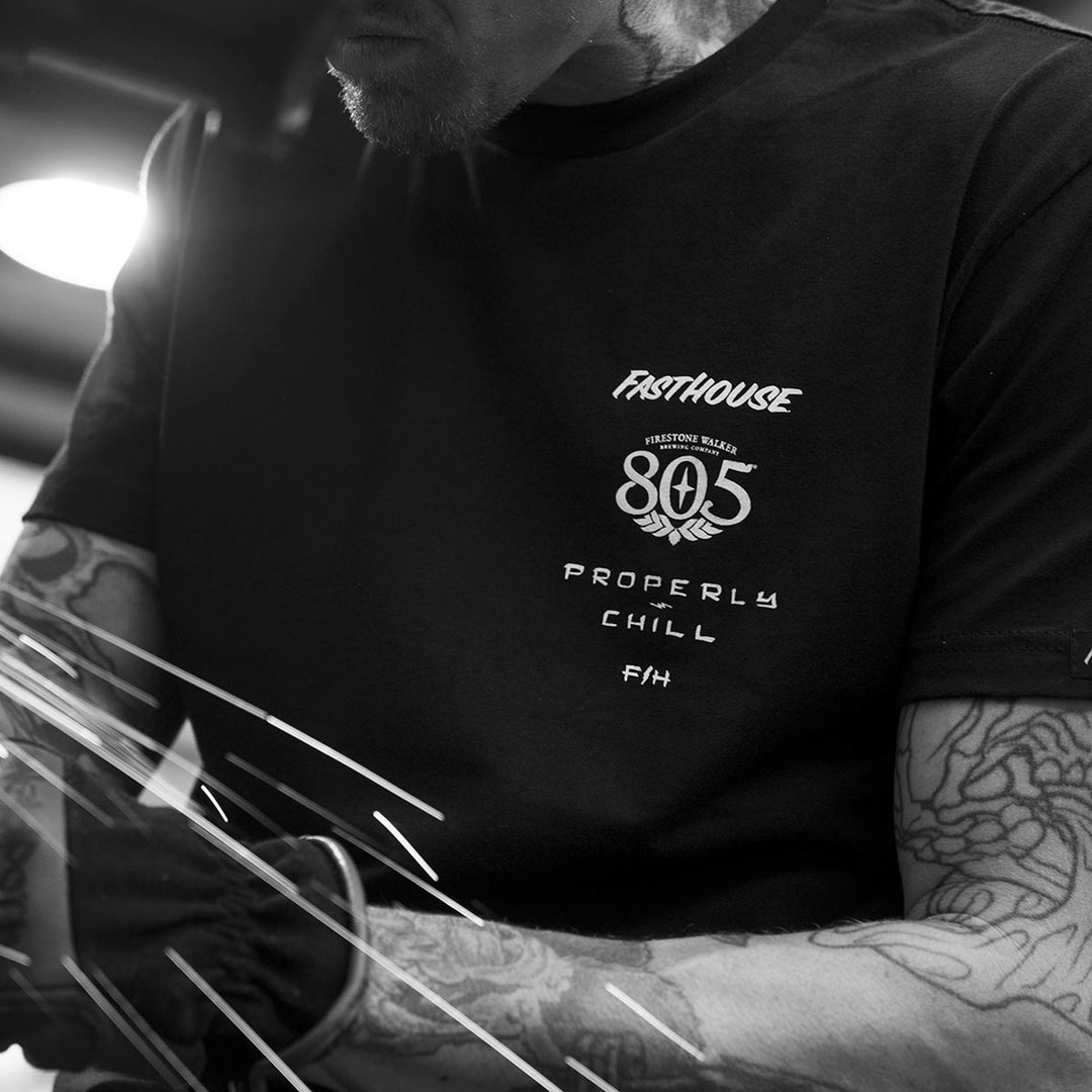 Fasthouse 805 Sunset Tee Black - Lifestyle Close-Up of Front