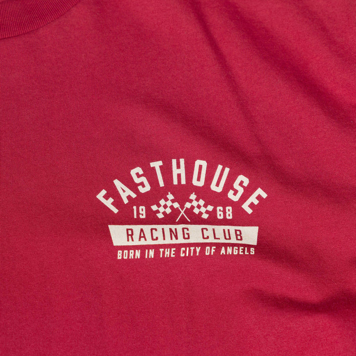 Fasthouse Acclaim SS Tee Cardinal - Close-Up of Graphics on Front