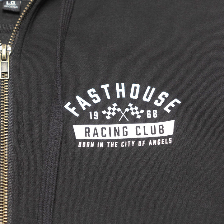 Fasthouse Acclaim Hooded Zip-Up Black - Close-Up of Graphic on Front