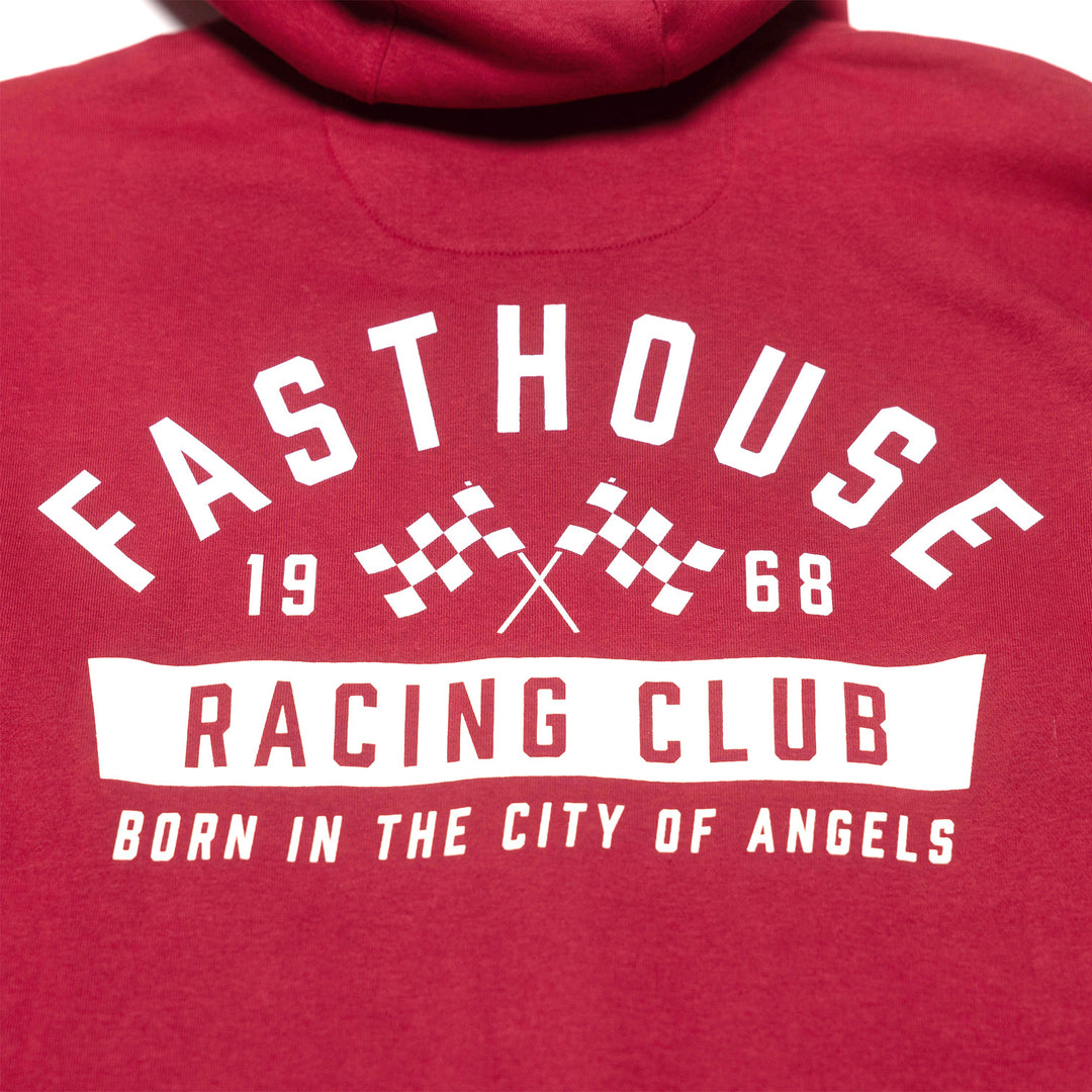 Fasthouse Acclaim Hooded Zip-Up Cardinal - Close-Up of Graphic on Rear