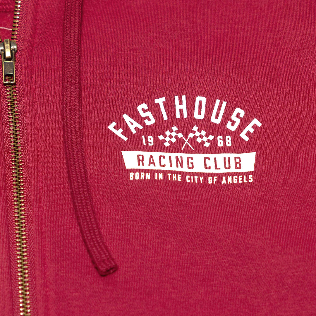 Fasthouse Acclaim Hooded Zip-Up Cardinal - Close-Up of Graphic on Front