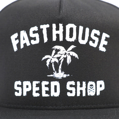 Fasthouse Alkyd Hat Black - Close-Up of Front Logo