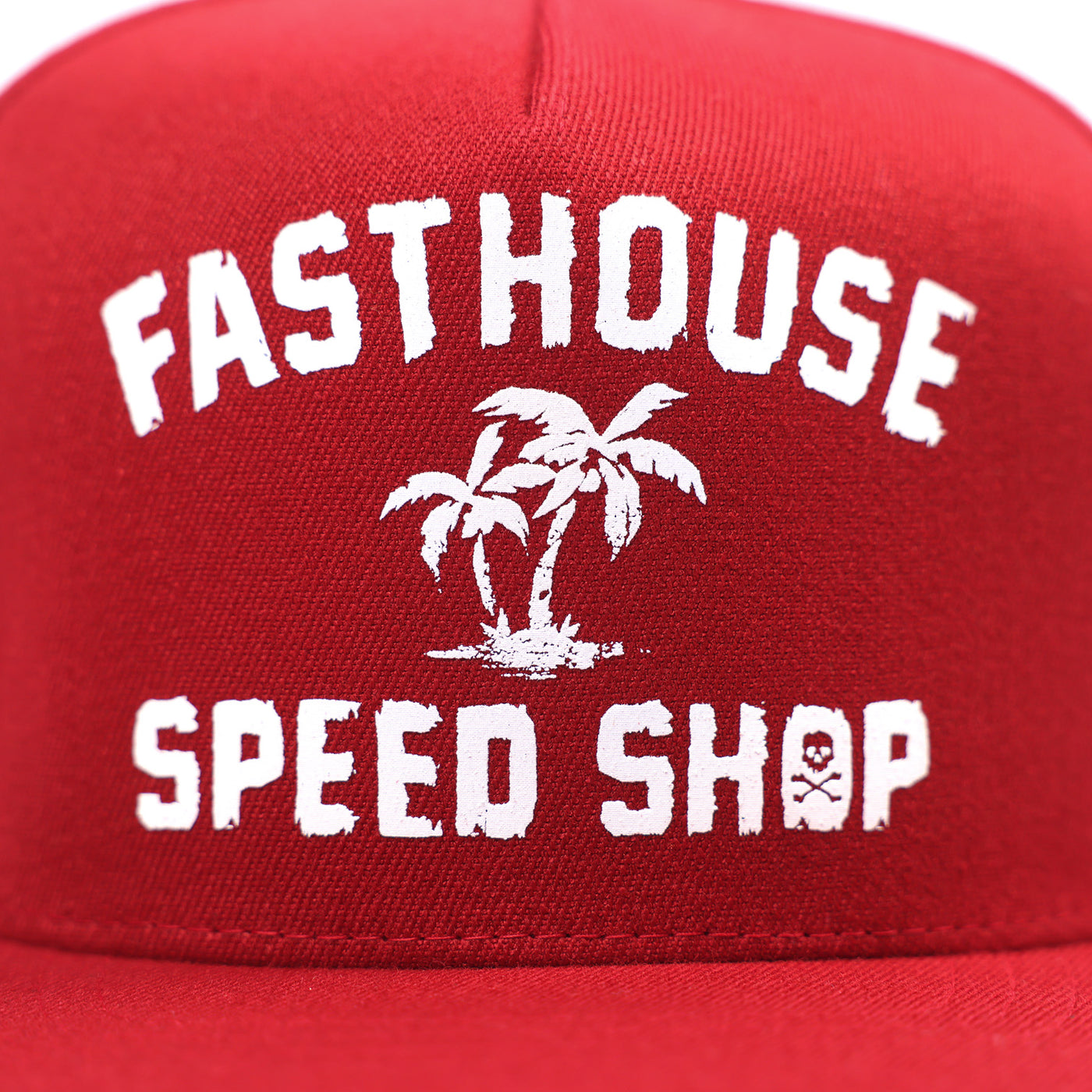 Fasthouse Alkyd Hat Red - Close-Up of Front Logo