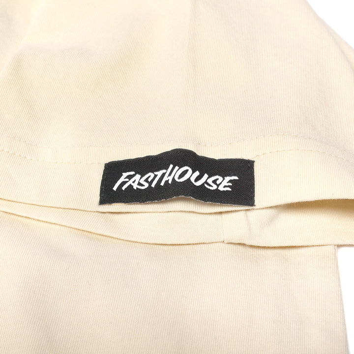 Fasthouse Anchor SS Tee Natural - Close-Up of Logo Tag Sewn into Sleeve