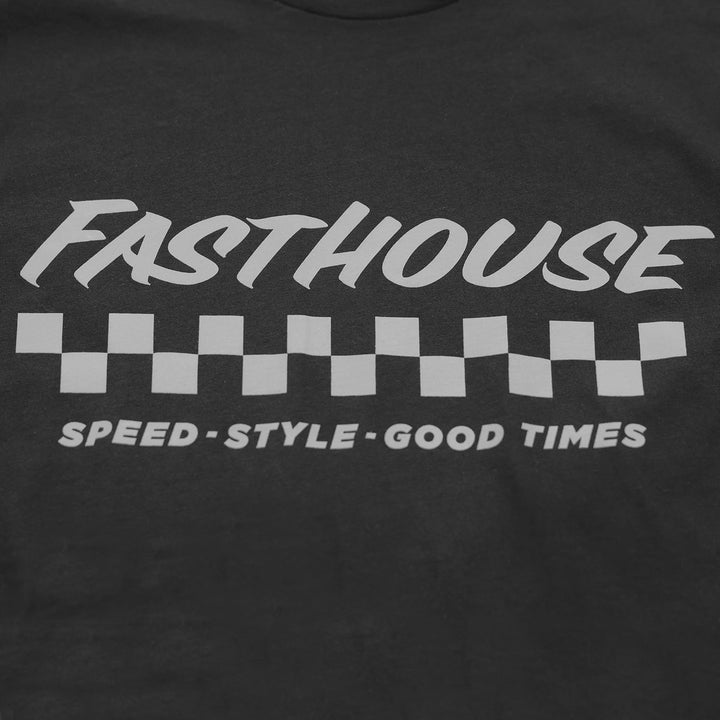 Fasthouse Apex Tee Graphite Black - Close-Up of Graphic on Front