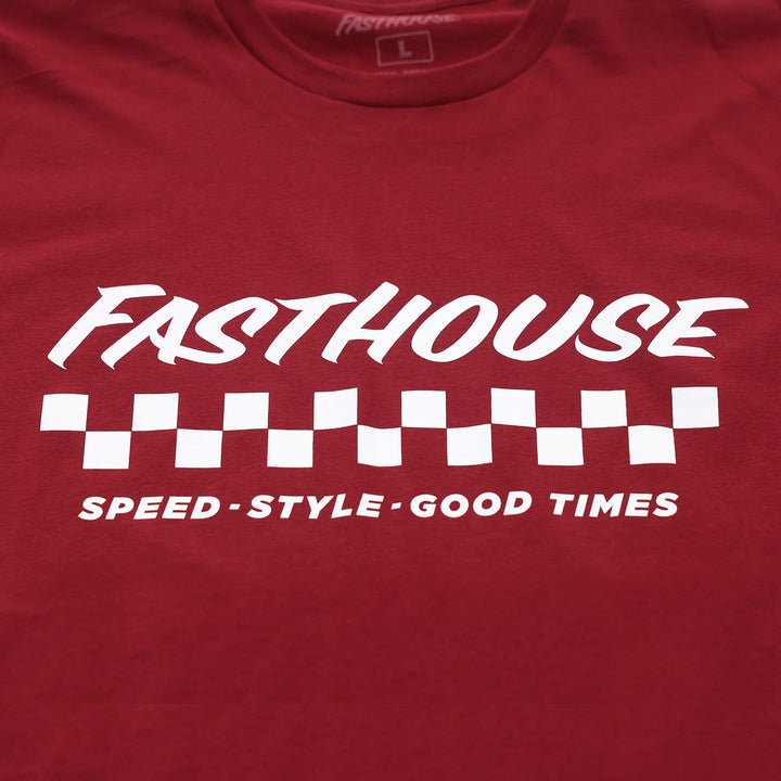 Fasthouse Apex Tee Cardinal - Close-Up of Graphic on Front
