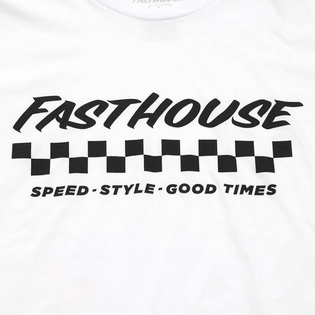 Fasthouse Apex Tee White - Close-Up of Graphic on Front