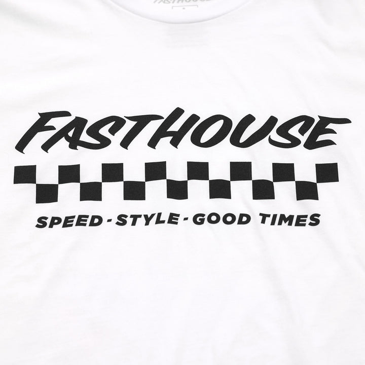 Fasthouse Apex Tee White - Close-Up of Graphic on Front
