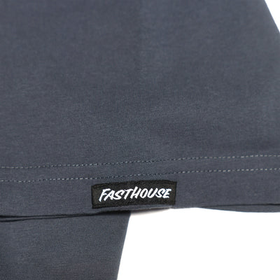 Fasthouse Archie Tee Indigo - Close-Up of Logo Sewn into Hem