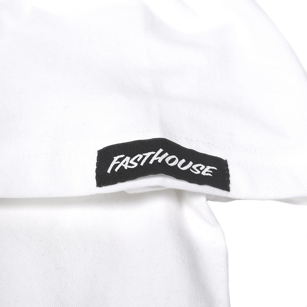 Fasthouse Arthur SS Tee White - Close-Up of Logo Tag Sewn into Sleeve