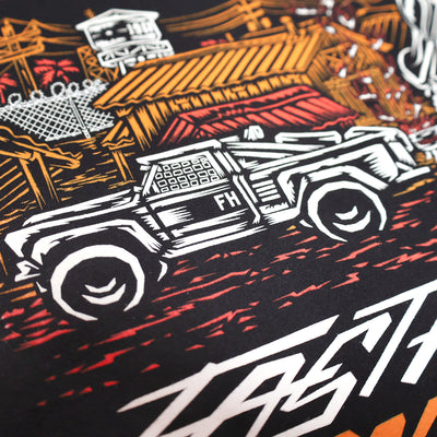 Fasthouse Base Camp SS Tee Black - Close-Up of Truck Detail in Back Graphic