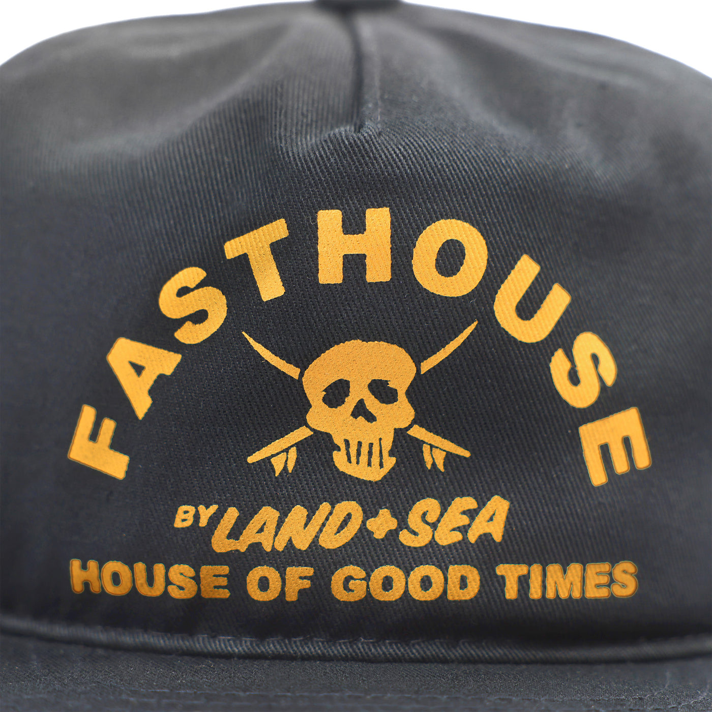 Fasthouse Break Hat Black - Close-Up of Front Graphic