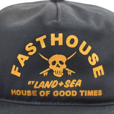 Fasthouse Break Hat Black - Close-Up of Front Graphic