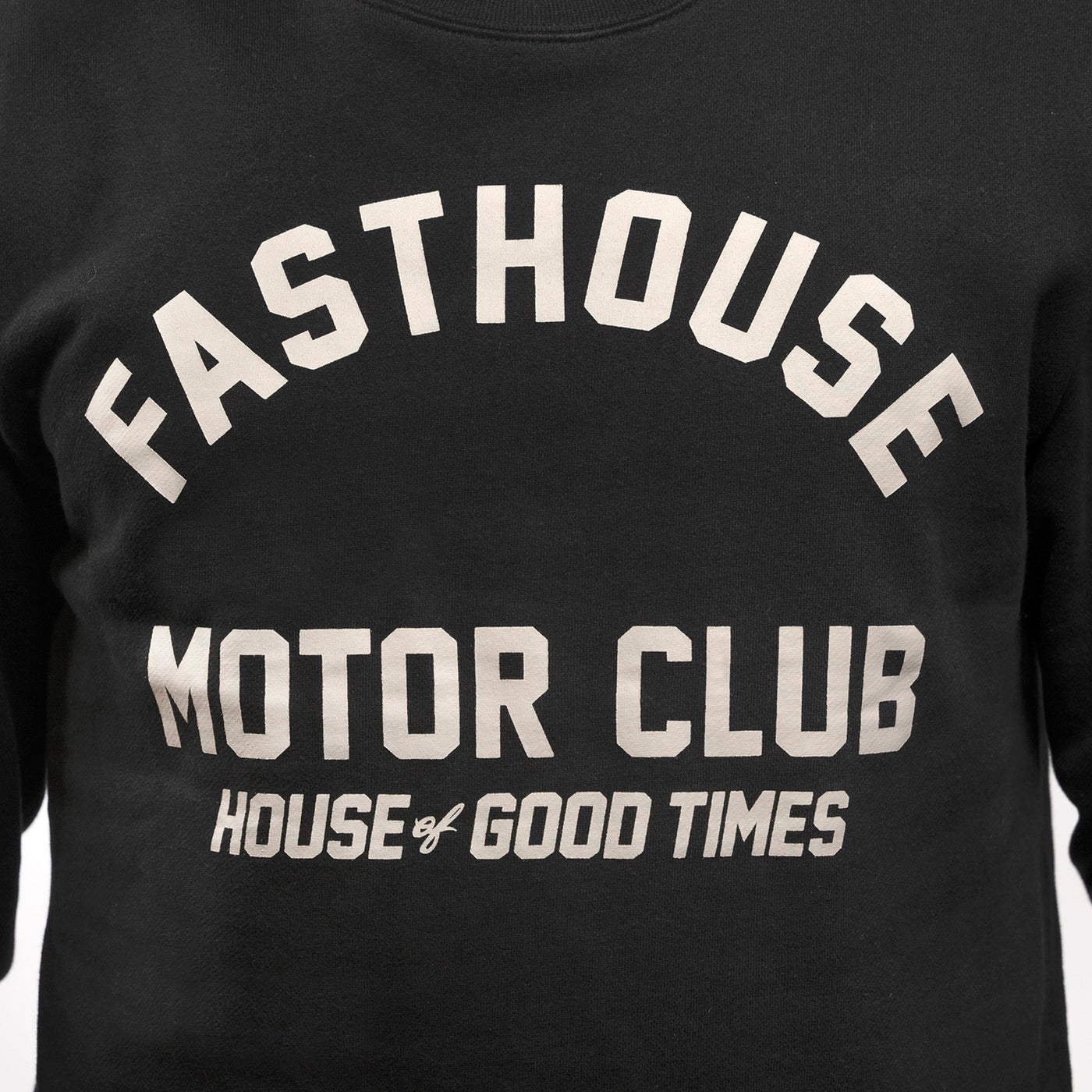 Fasthouse Brigade Crew Neck Pullover Black - Close-Up of Graphic on Front