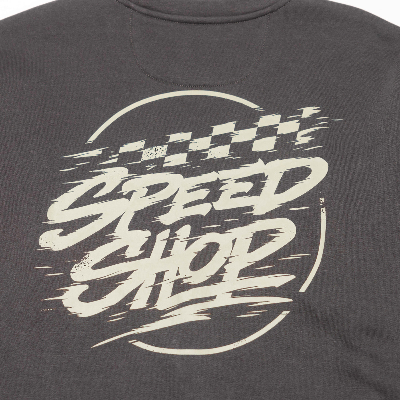 Fasthouse Burner Crew Neck Pullover Shadow - Close-Up of Graphic on Rear