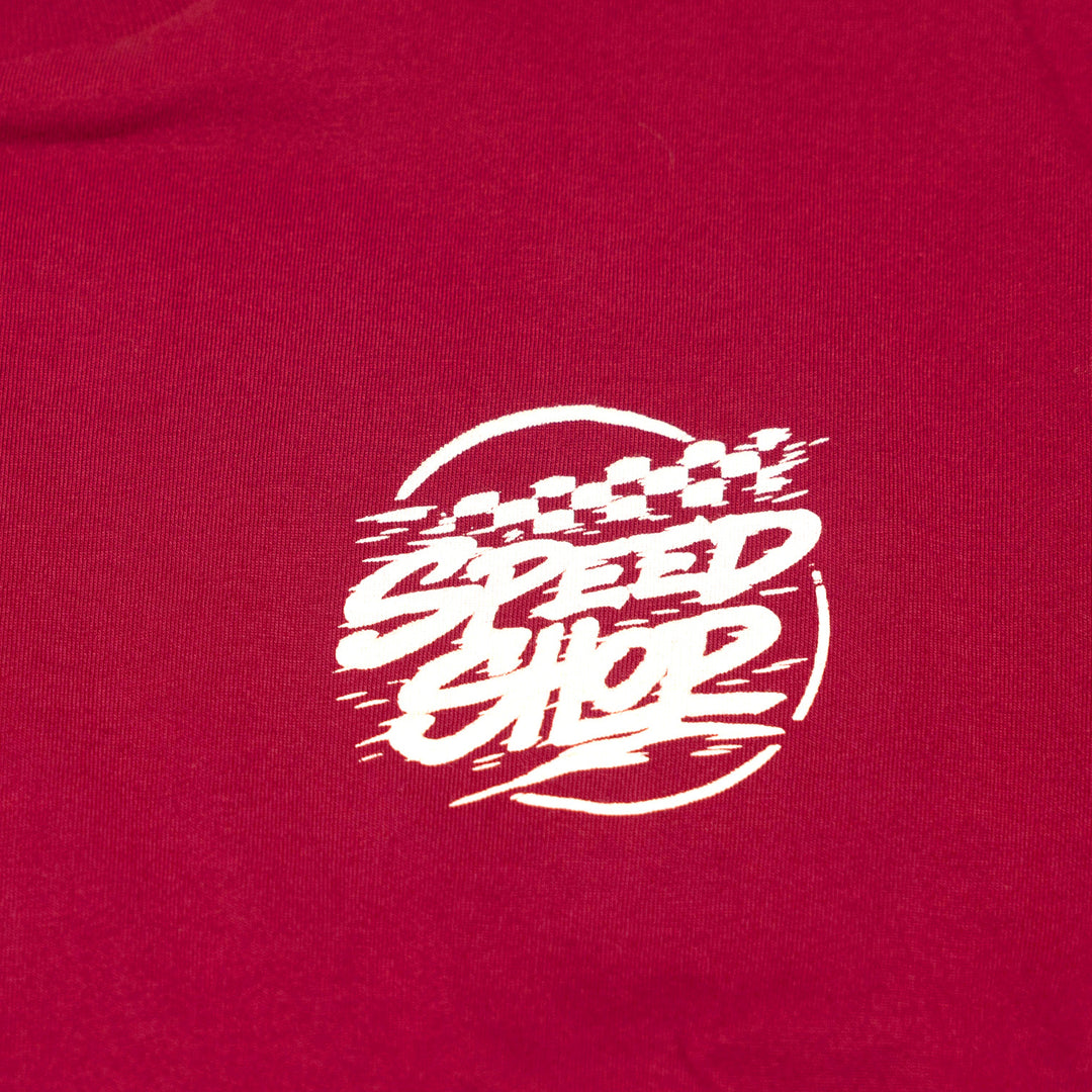 Fasthouse Burner SS Tee Cardinal - Close-Up of Graphic on Front