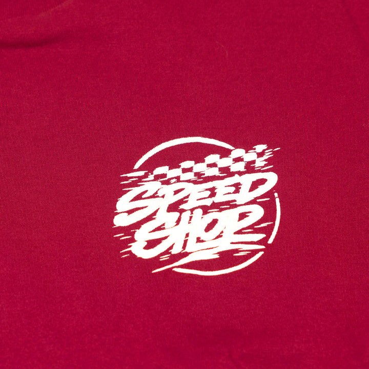 Fasthouse Burner SS Tee Cardinal - Close-Up of Graphic on Front