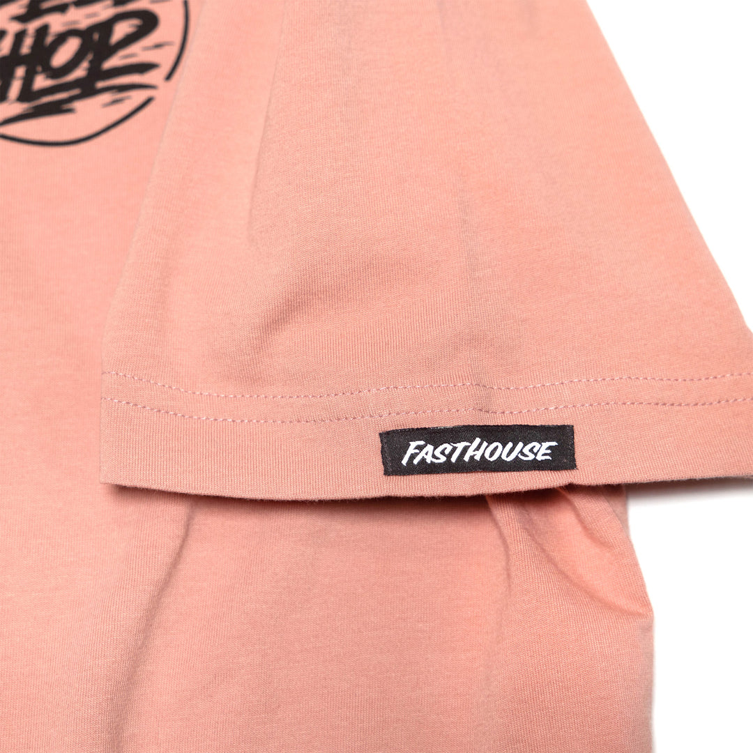 Fasthouse Burner SS Tee Smoked Paprika - Close-Up of Brand Tag on Sleeve