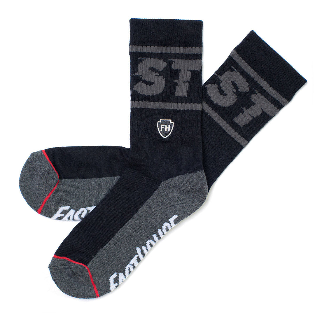 Fasthouse Bronson Sock Black/Gray - Side View of Pair Criss-Crossed