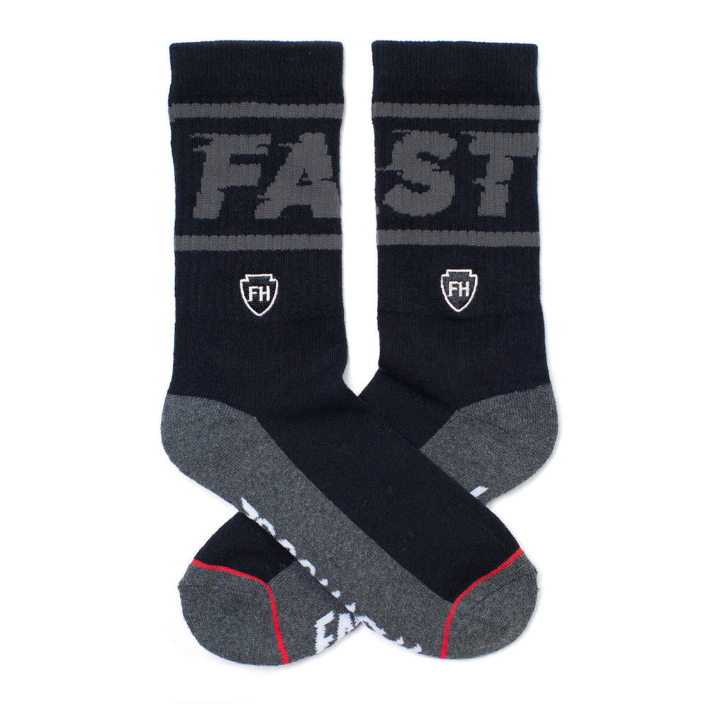 Fasthouse Bronson Sock Black/Gray - Side View of Pair Facing Each Other
