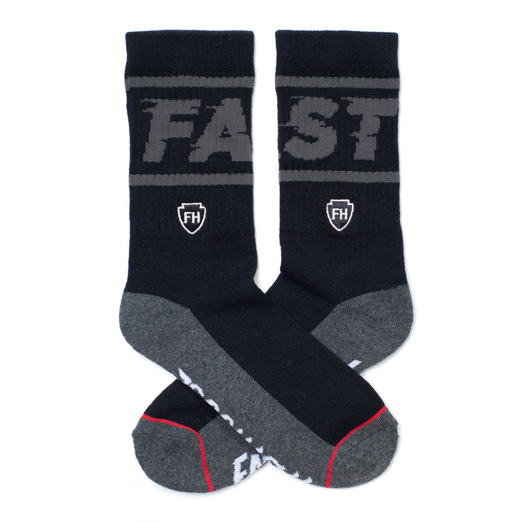 Fasthouse Bronson Sock Black/Gray - Side View of Pair Facing Each Other