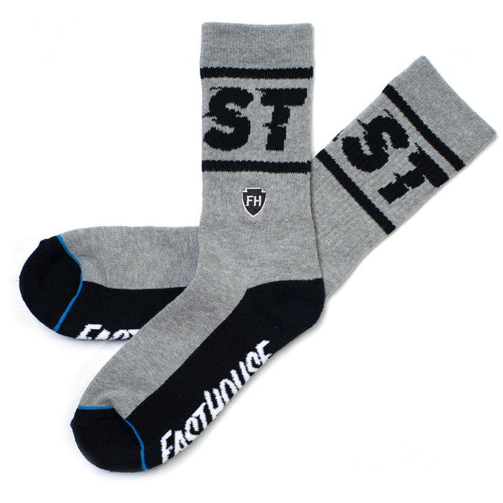 Fasthouse Bronson Sock Gray/Black - Side View of Pair Criss-Crossed