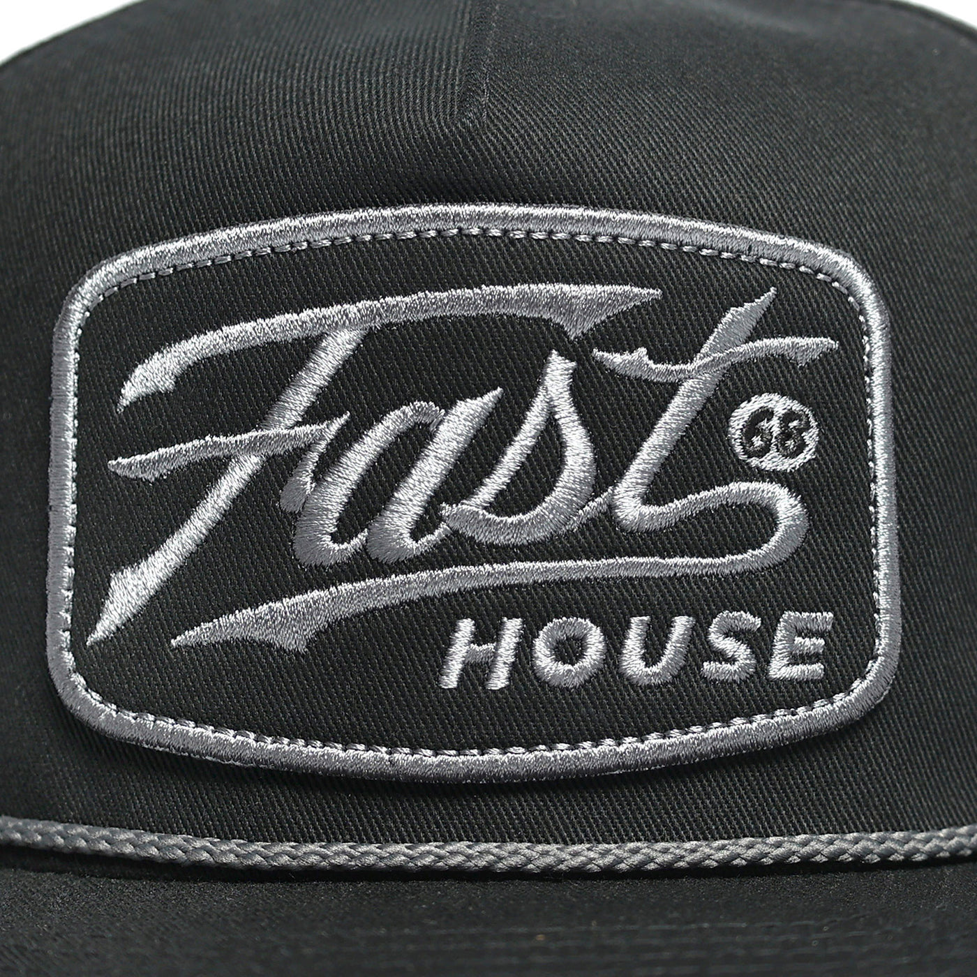 Fasthouse Carrera Hat Black - Close-Up of Front Graphic