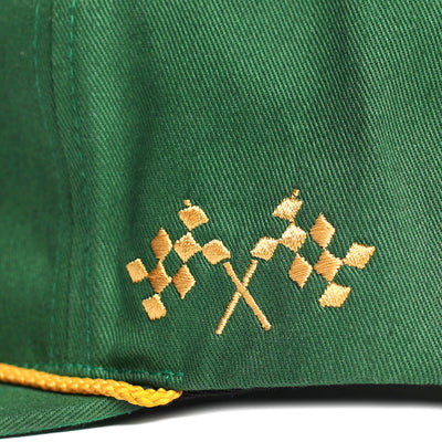 Fasthouse Carrera Hat Green - Close-Up of Stitched Logo on Side