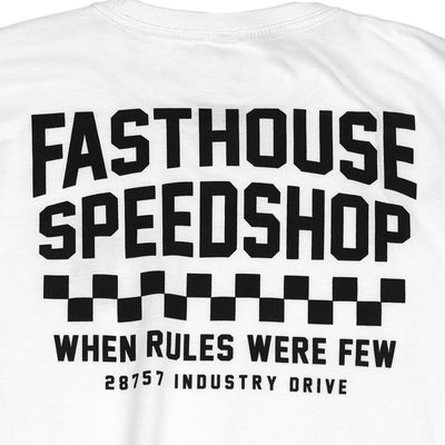 Fasthouse Chalet Long Sleeve Tee White - Close-Up of Graphic on Rear