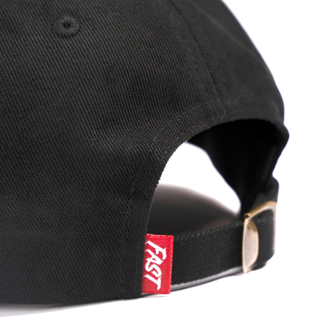 Fasthouse Coast 2 Coast Dad Hat Black - Close-Up of Back Strap